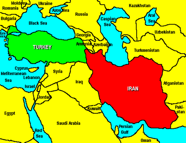 ترکیه در کجای ایران قرار دارد
